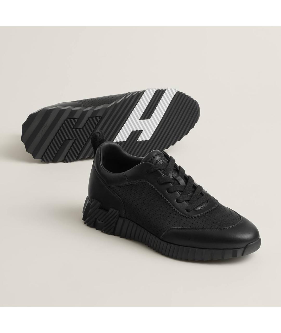 HERMES Черные кожаные низкие кроссовки / кеды, фото 2