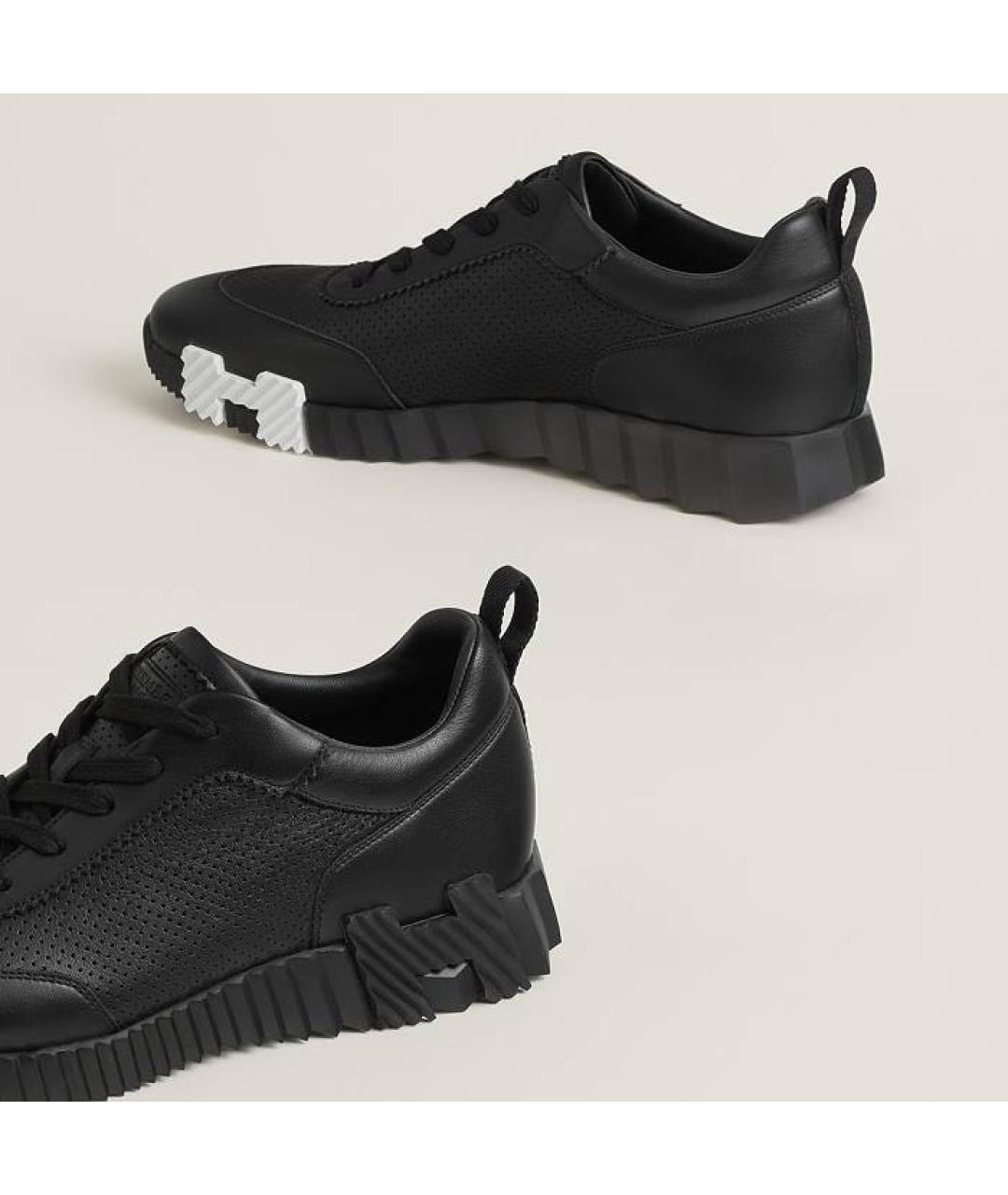 HERMES Черные кожаные низкие кроссовки / кеды, фото 5