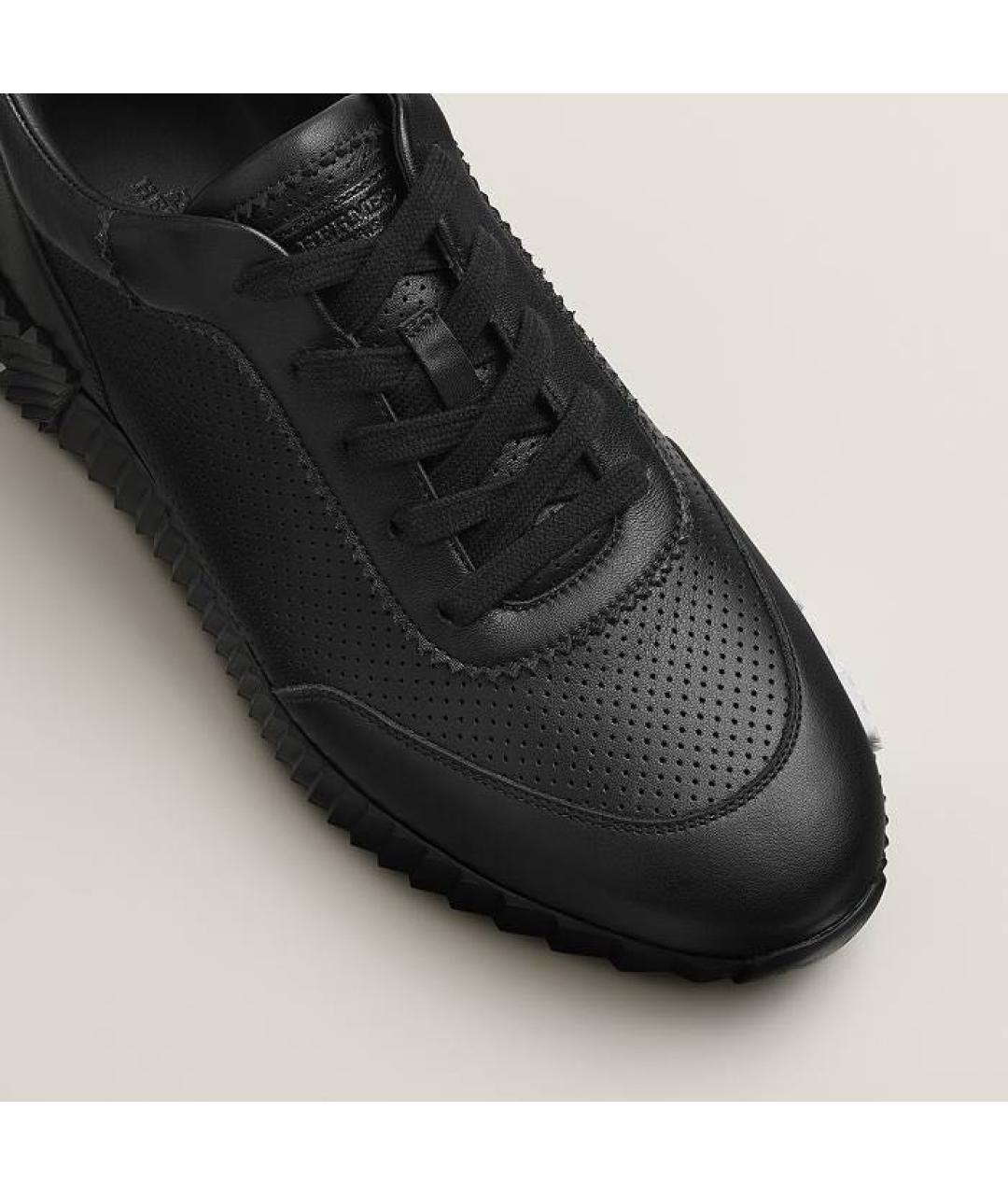 HERMES Черные кожаные низкие кроссовки / кеды, фото 6