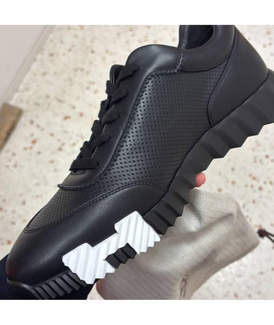 HERMES Черные кожаные низкие кроссовки / кеды, фото 7