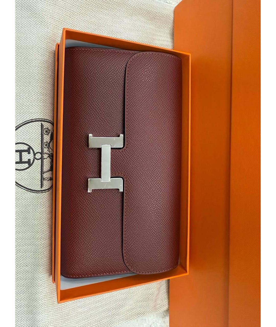 HERMES Бордовая кожаная сумка через плечо, фото 4