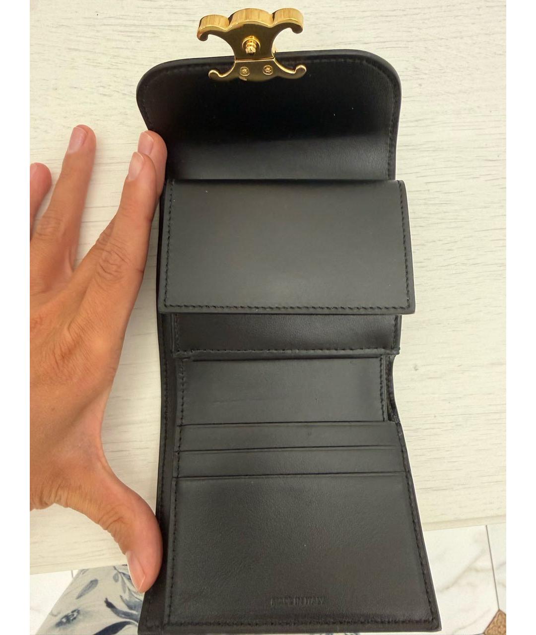 CELINE Черный кожаный кошелек, фото 5