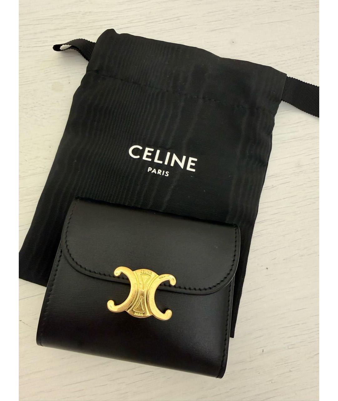 CELINE Черный кожаный кошелек, фото 7