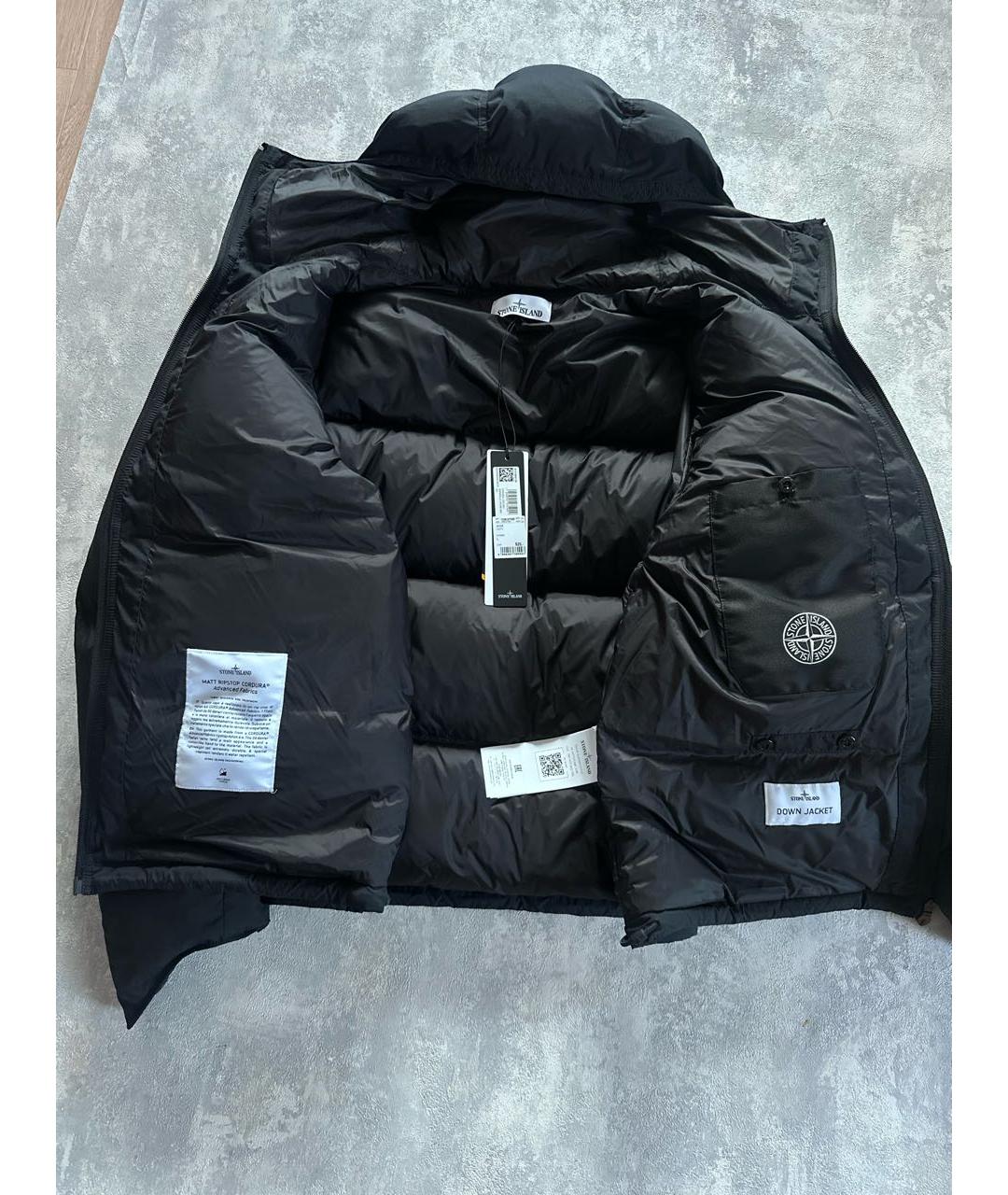 STONE ISLAND Черный полиамидовый пуховик, фото 2