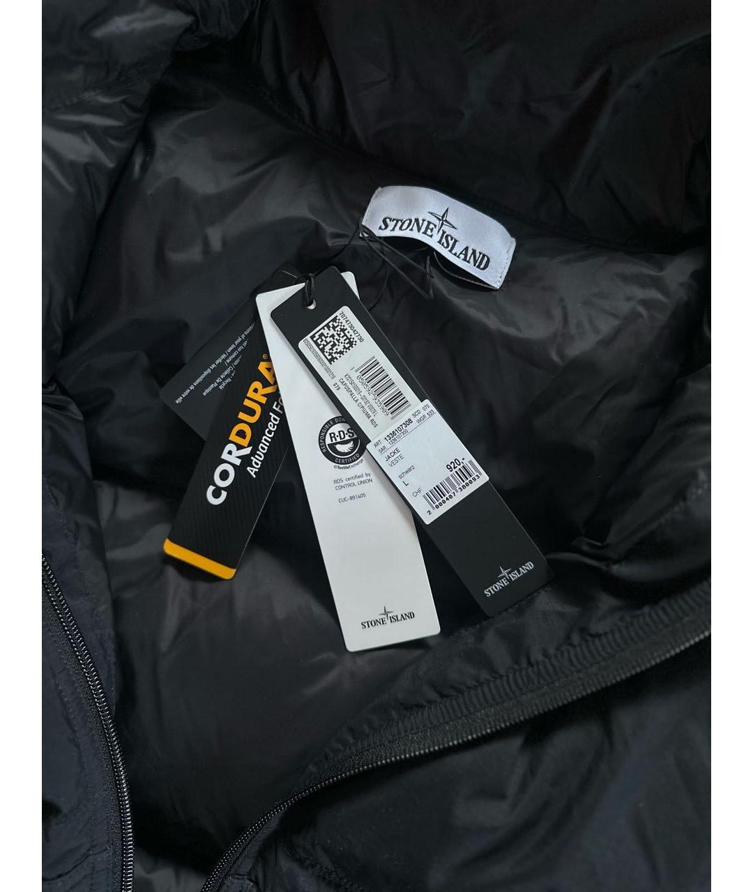 STONE ISLAND Черный полиамидовый пуховик, фото 6
