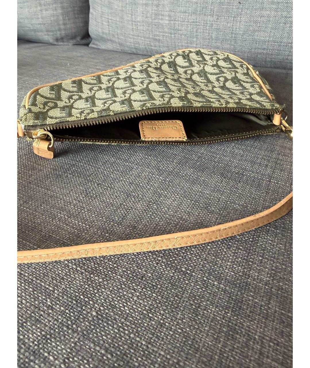 CHRISTIAN DIOR Зеленая тканевая сумка через плечо, фото 8