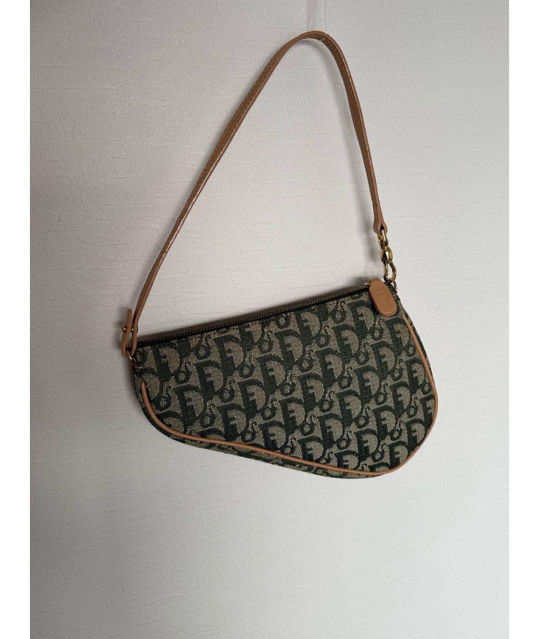 CHRISTIAN DIOR Зеленая тканевая сумка через плечо, фото 2