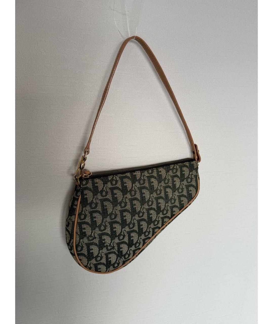 CHRISTIAN DIOR Зеленая тканевая сумка через плечо, фото 9