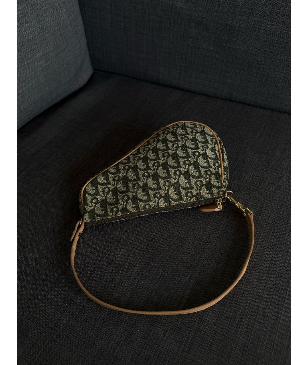 CHRISTIAN DIOR Зеленая тканевая сумка через плечо, фото 3