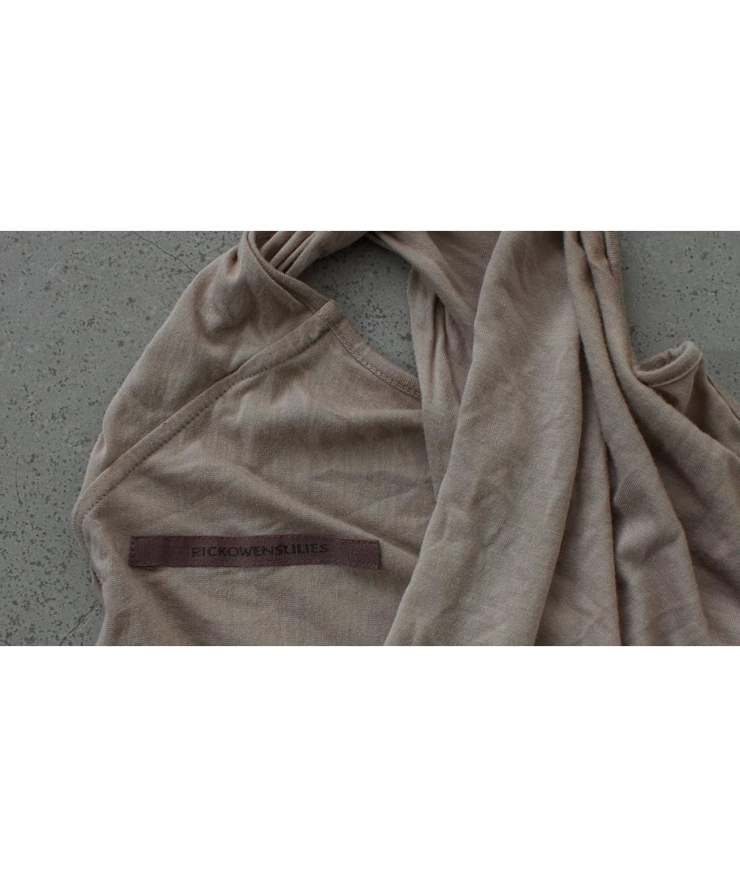 RICK OWENS Бежевая шелковая майка, фото 3