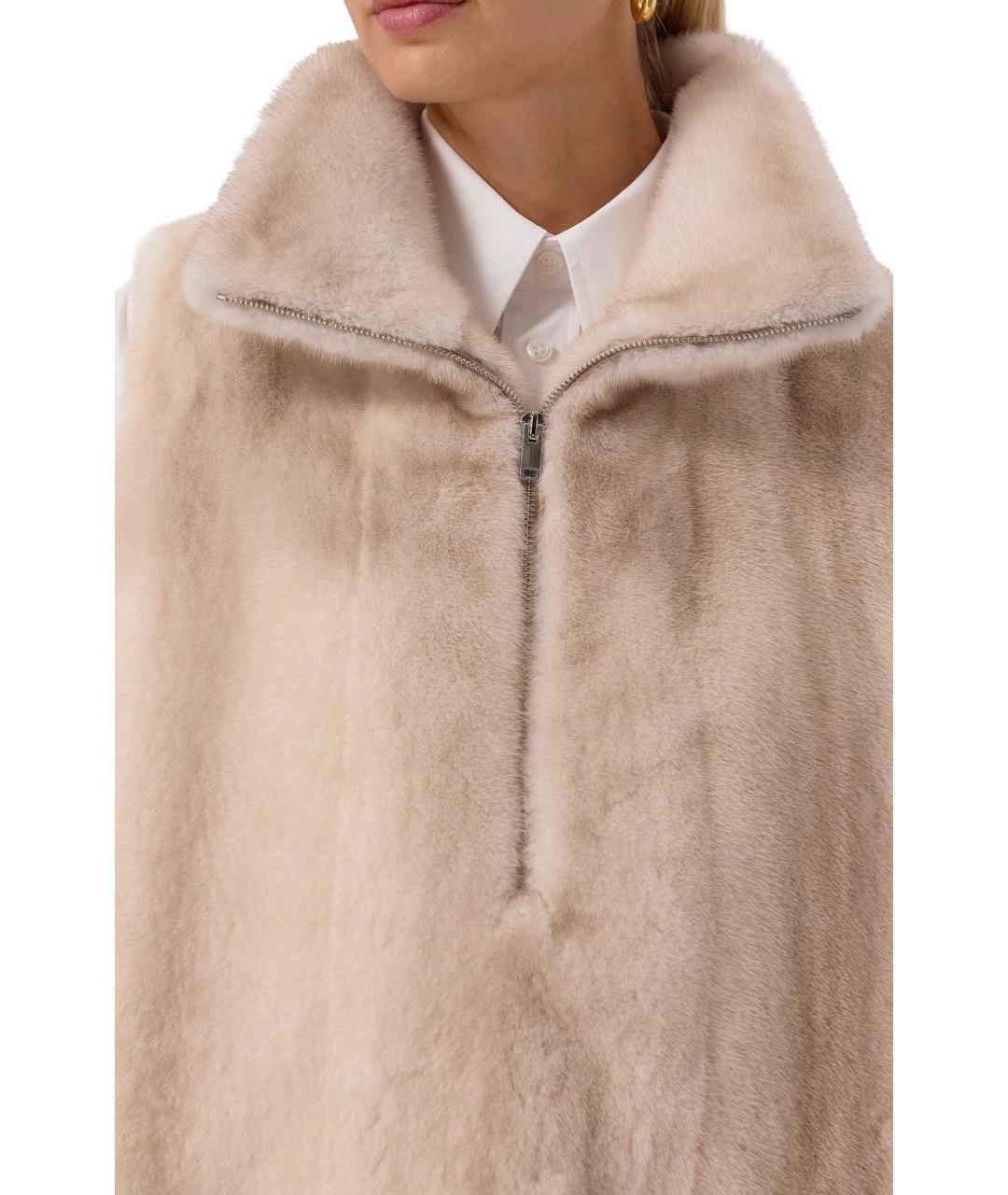 LORO PIANA Бежевый меховой жилет, фото 2