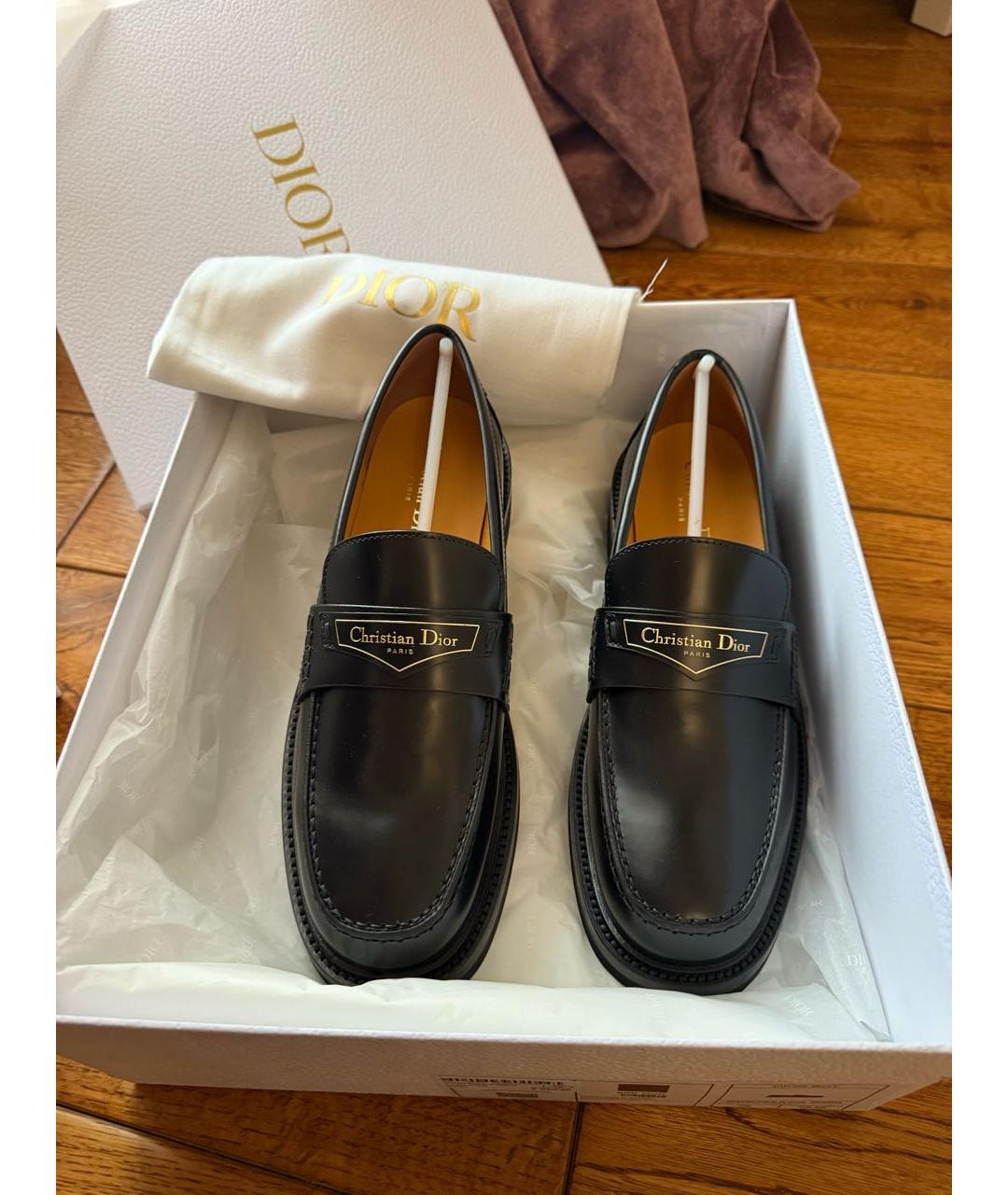 CHRISTIAN DIOR Черные кожаные лоферы, фото 4