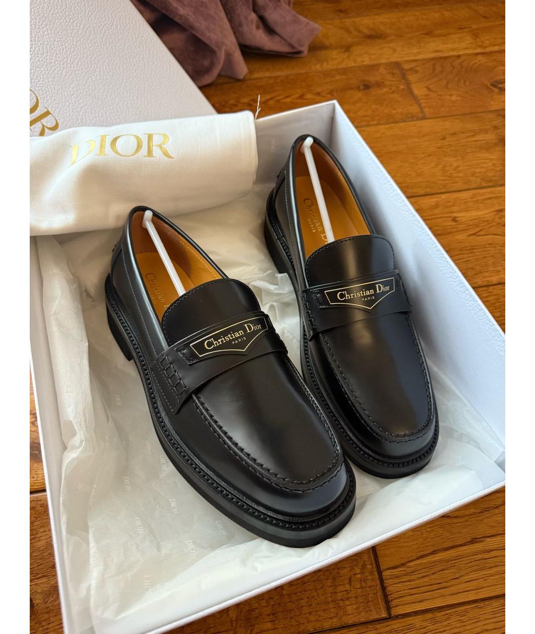 CHRISTIAN DIOR Черные кожаные лоферы, фото 8