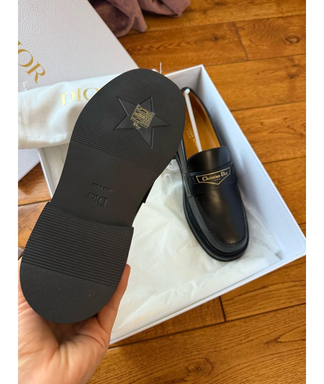 CHRISTIAN DIOR Черные кожаные лоферы, фото 7