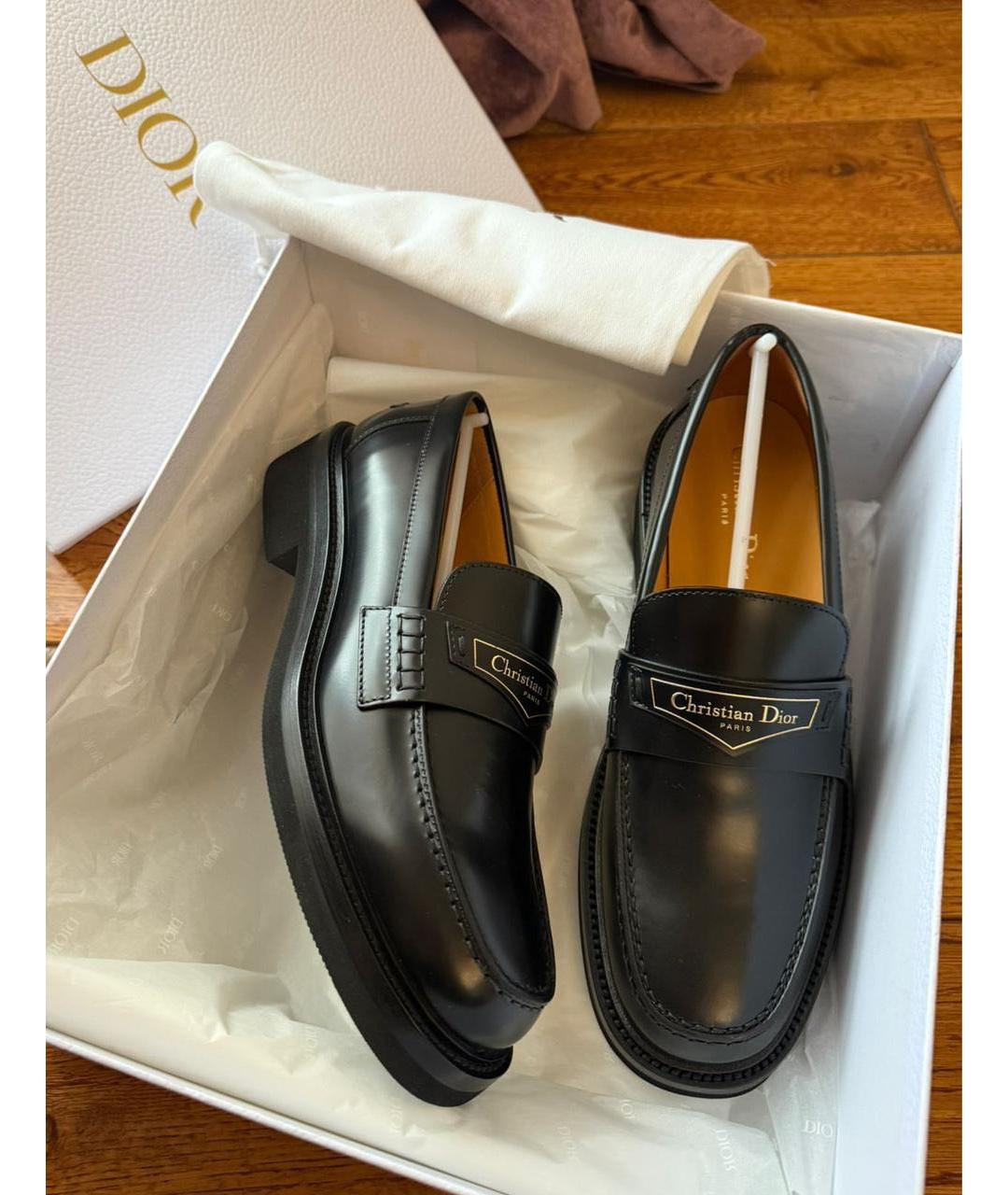 CHRISTIAN DIOR Черные кожаные лоферы, фото 3