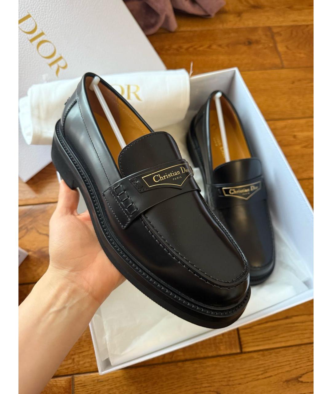 CHRISTIAN DIOR Черные кожаные лоферы, фото 5