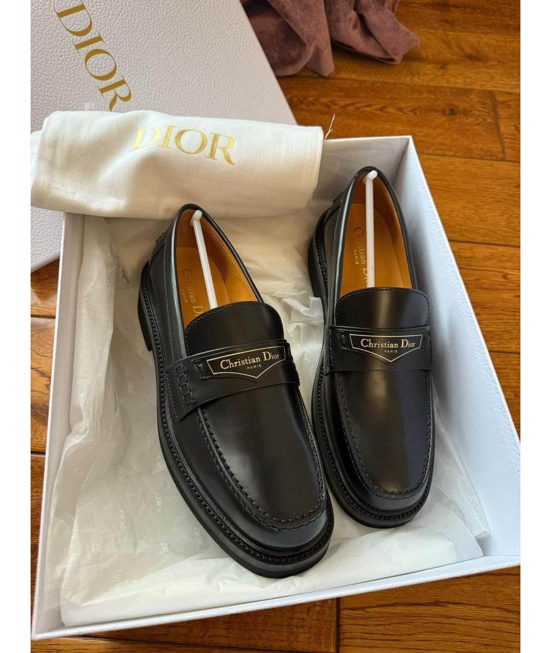 CHRISTIAN DIOR Черные кожаные лоферы, фото 2