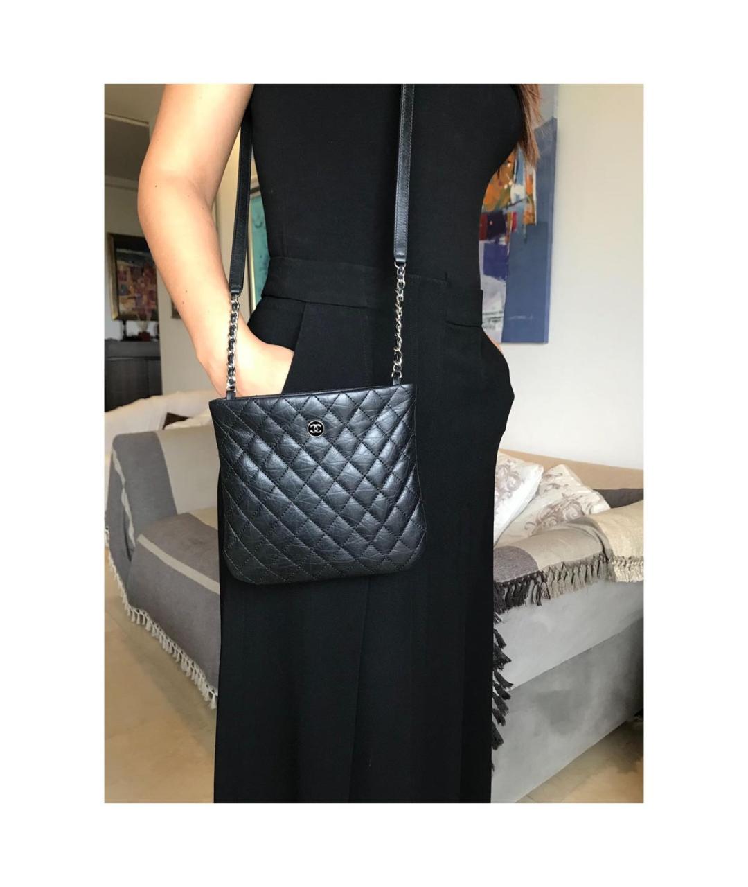 CHANEL Черная кожаная сумка через плечо, фото 8