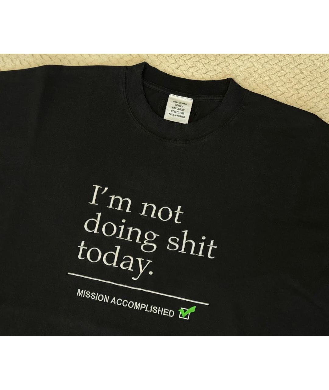 VETEMENTS Черная хлопко-эластановая футболка, фото 5