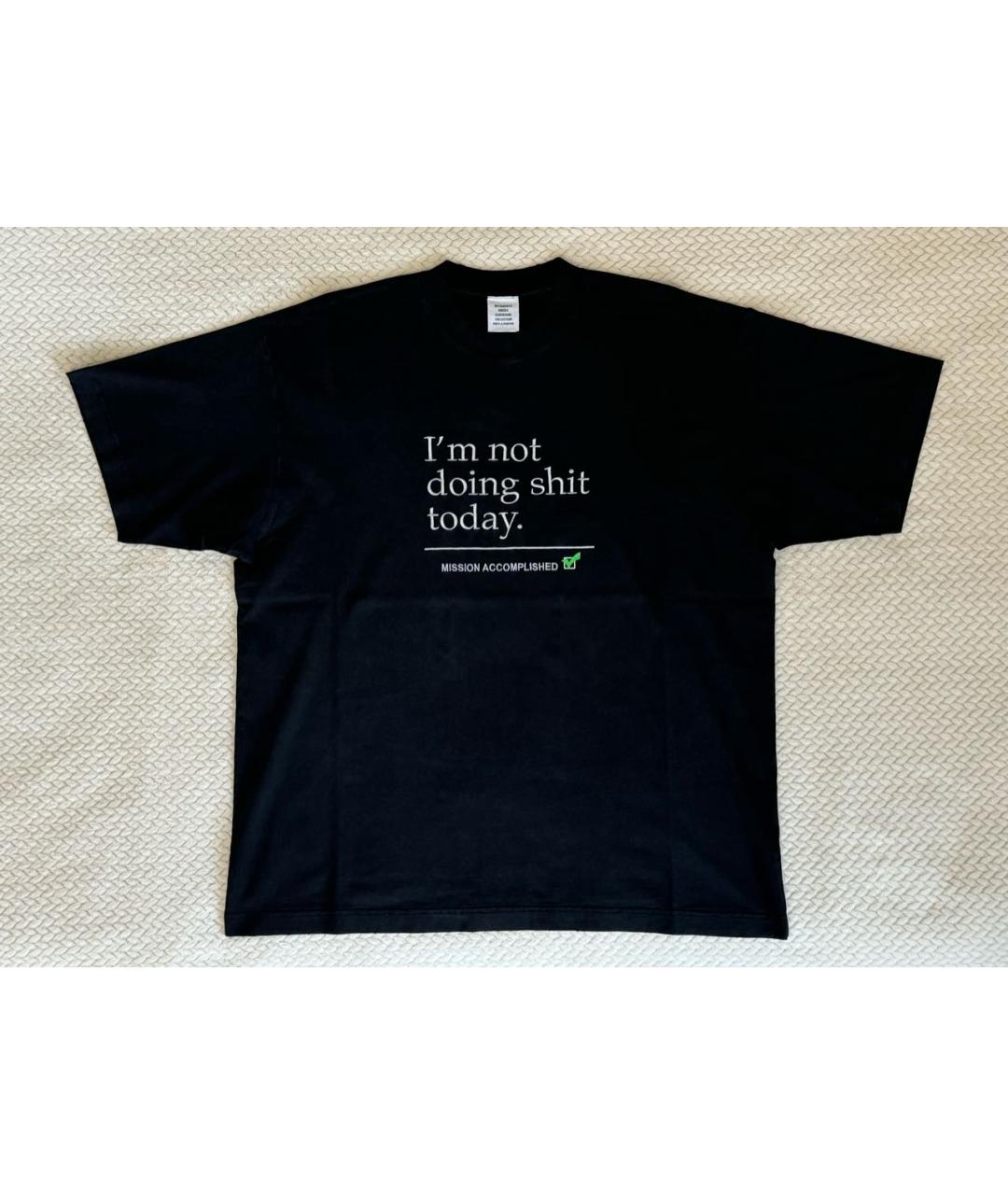 VETEMENTS Черная хлопко-эластановая футболка, фото 9