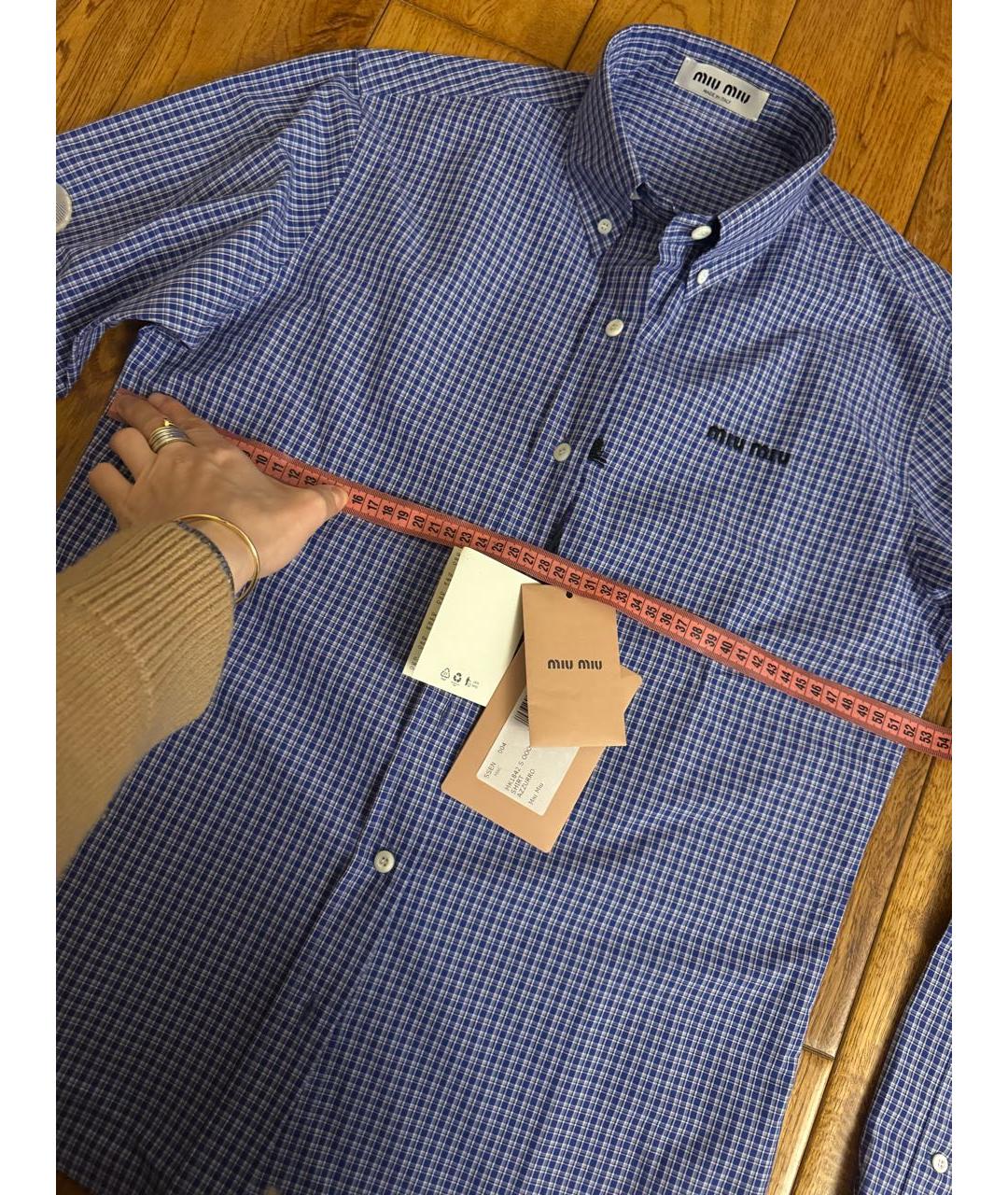 MIU MIU Синяя хлопковая рубашка, фото 8