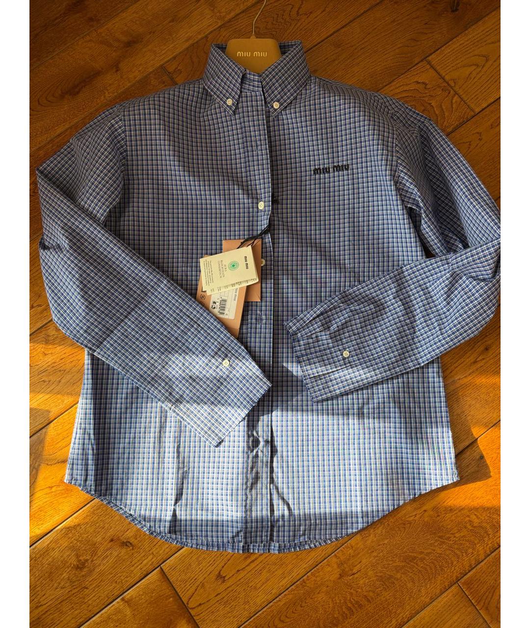 MIU MIU Синяя хлопковая рубашка, фото 3