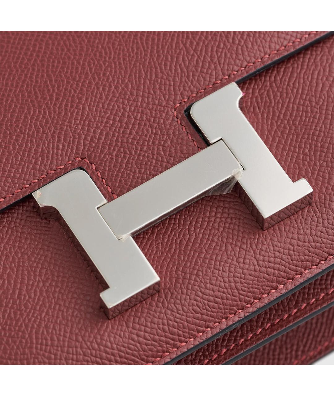 HERMES Бордовая кожаная сумка через плечо, фото 6