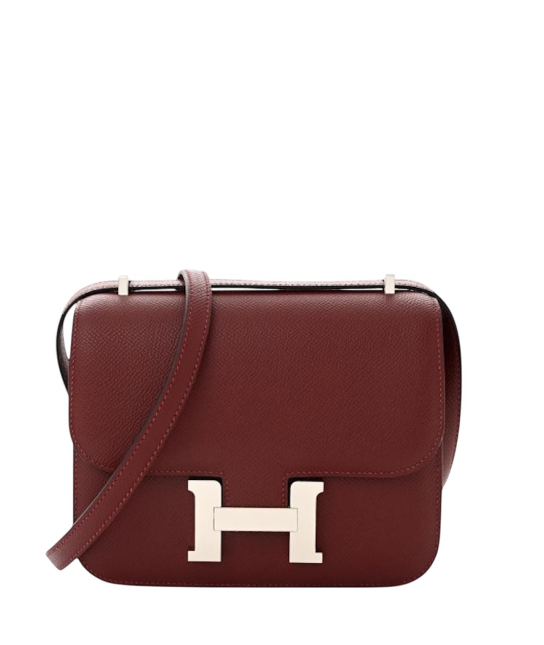 HERMES Бордовая кожаная сумка через плечо, фото 7