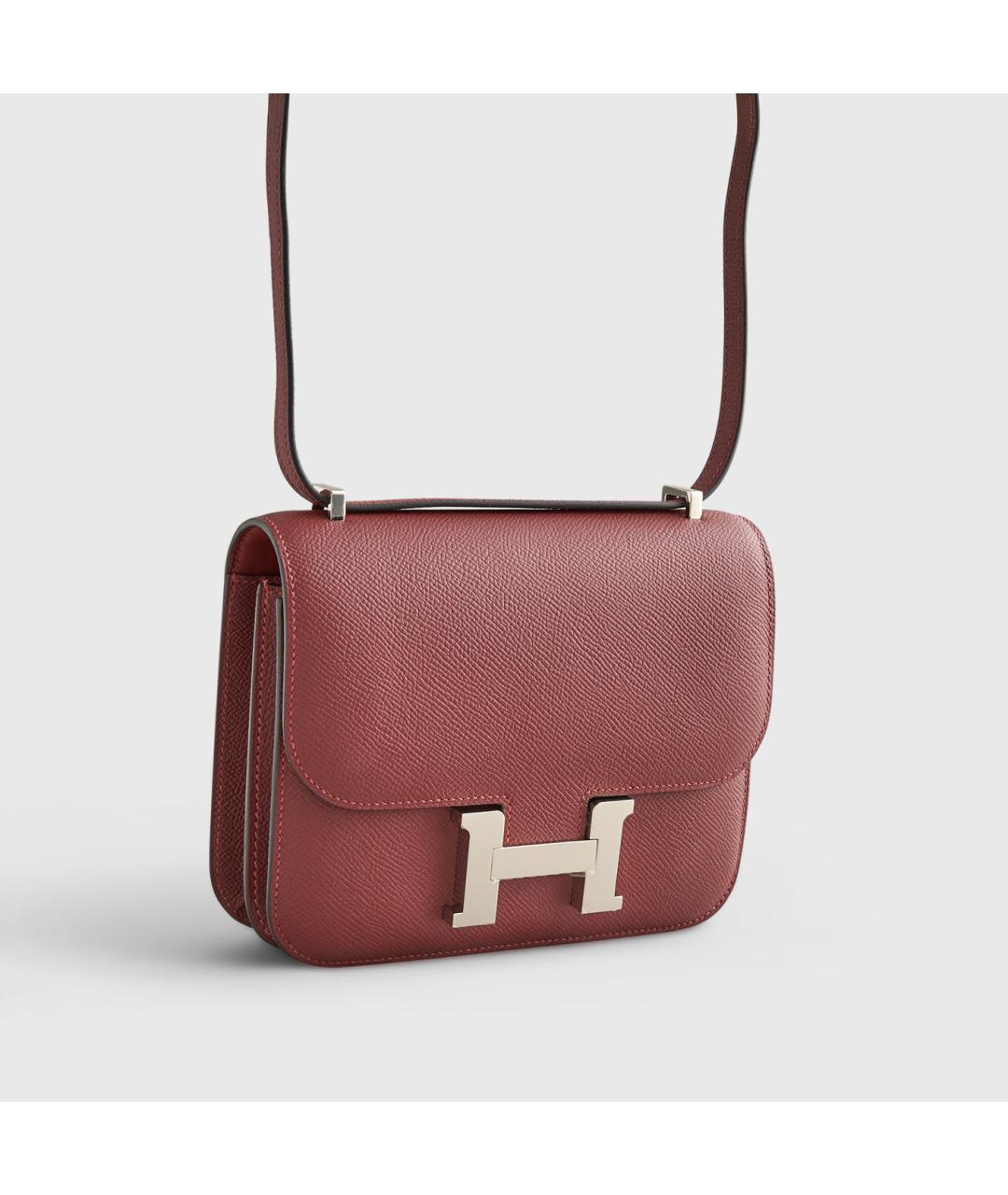 HERMES Бордовая кожаная сумка через плечо, фото 2