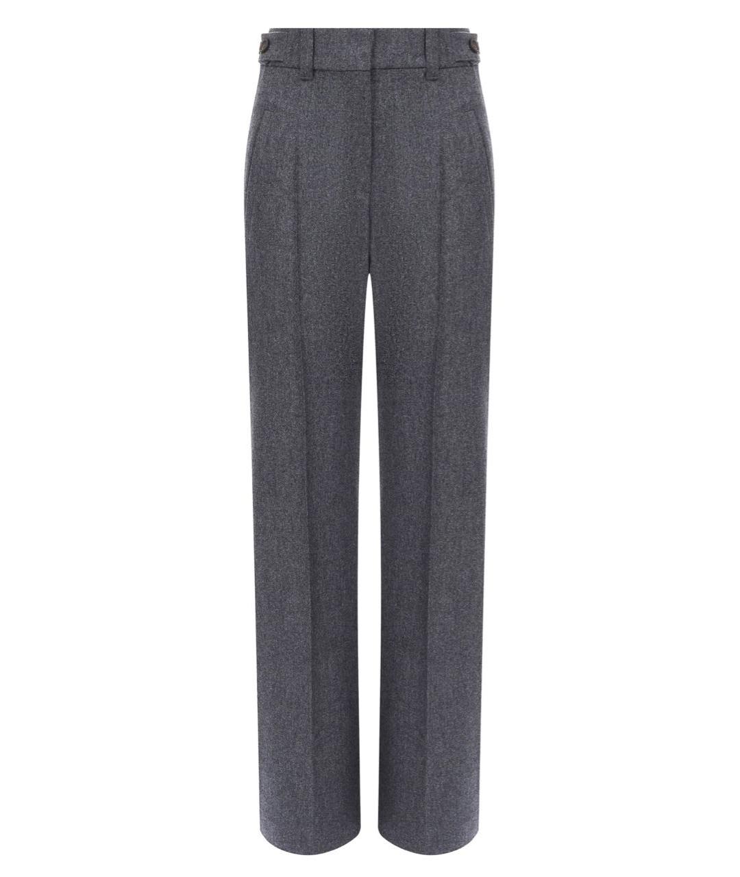 BRUNELLO CUCINELLI Серые шерстяные прямые брюки, фото 1