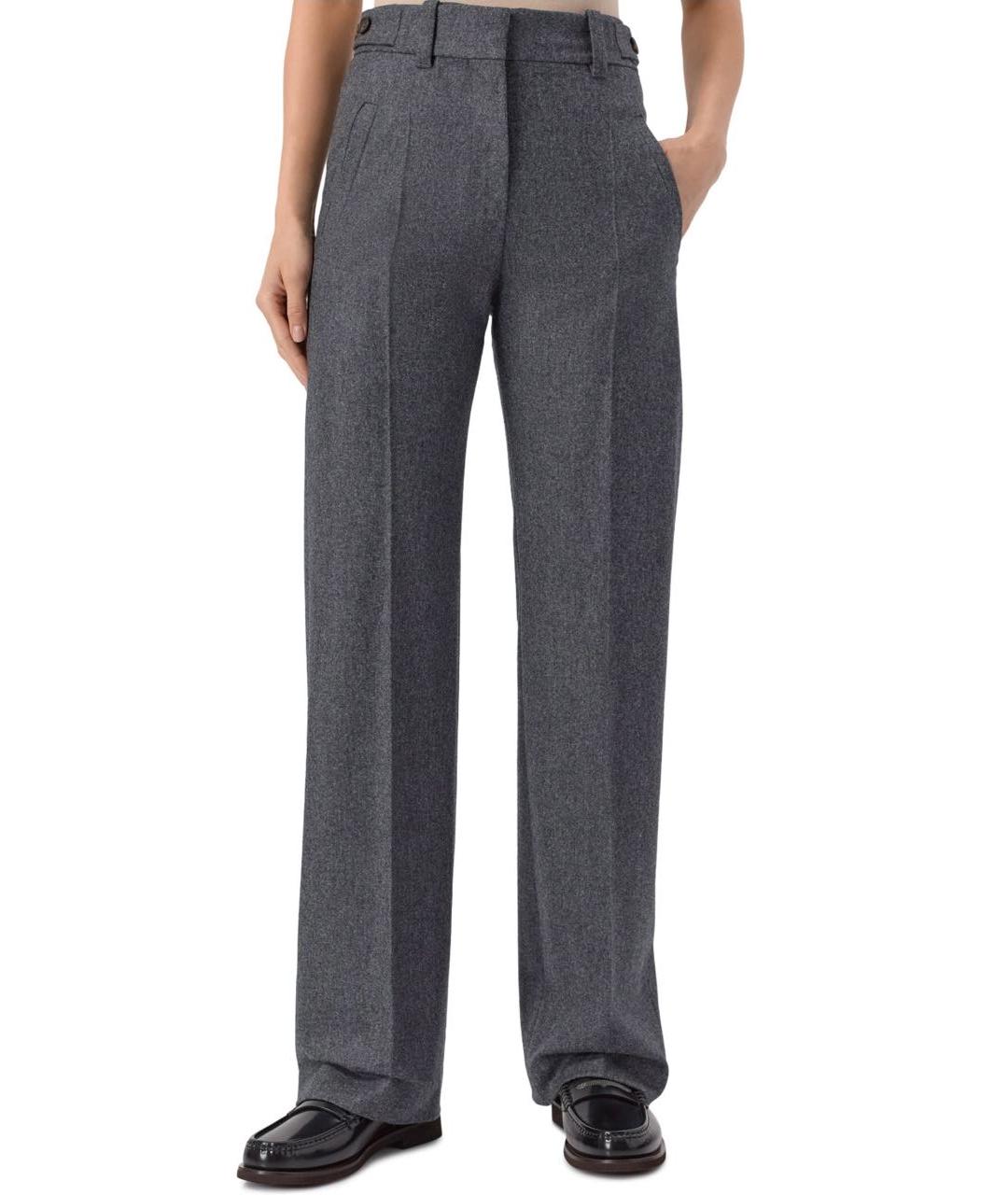 BRUNELLO CUCINELLI Серые шерстяные прямые брюки, фото 4