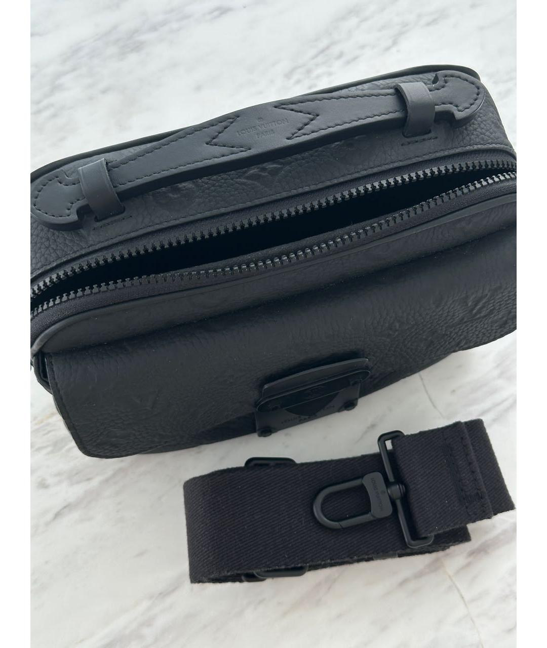 LOUIS VUITTON Антрацитовая кожаная сумка на плечо, фото 4