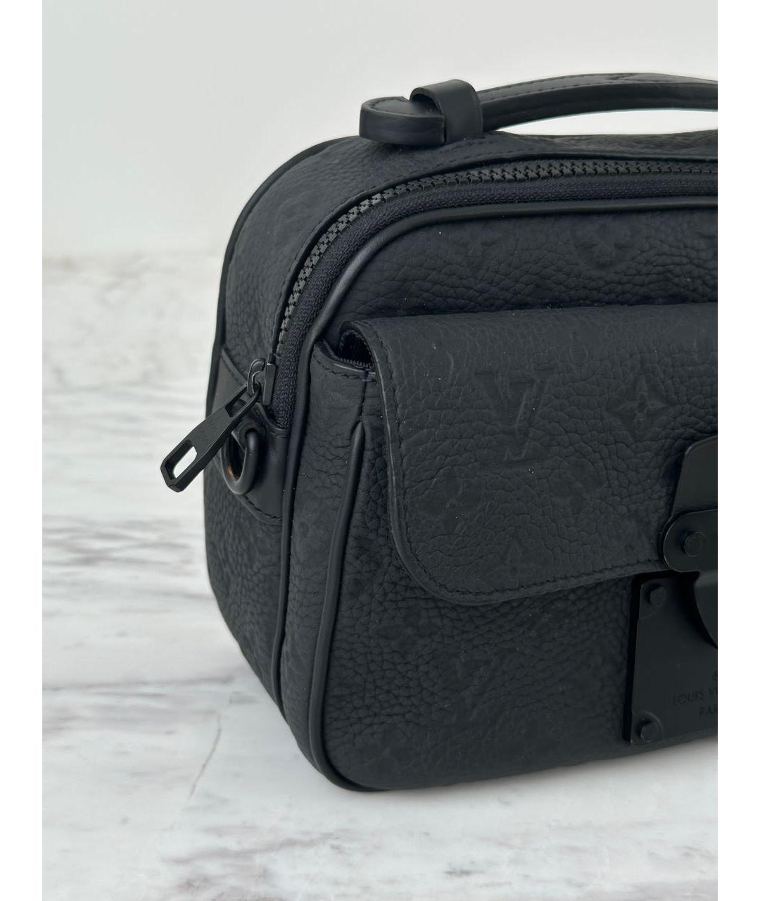 LOUIS VUITTON Антрацитовая кожаная сумка на плечо, фото 2