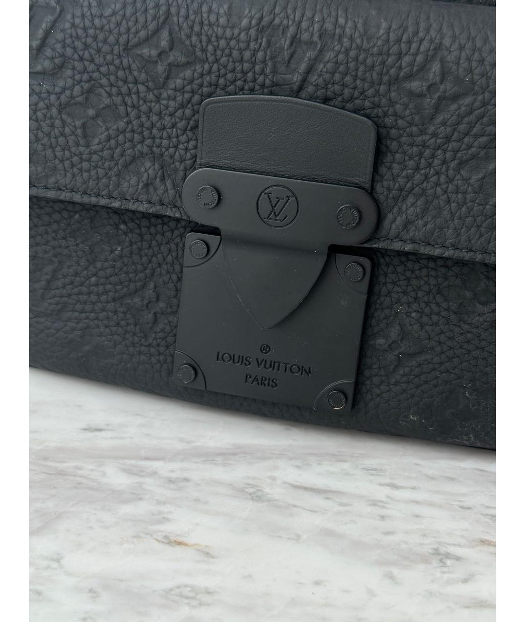 LOUIS VUITTON Антрацитовая кожаная сумка на плечо, фото 3