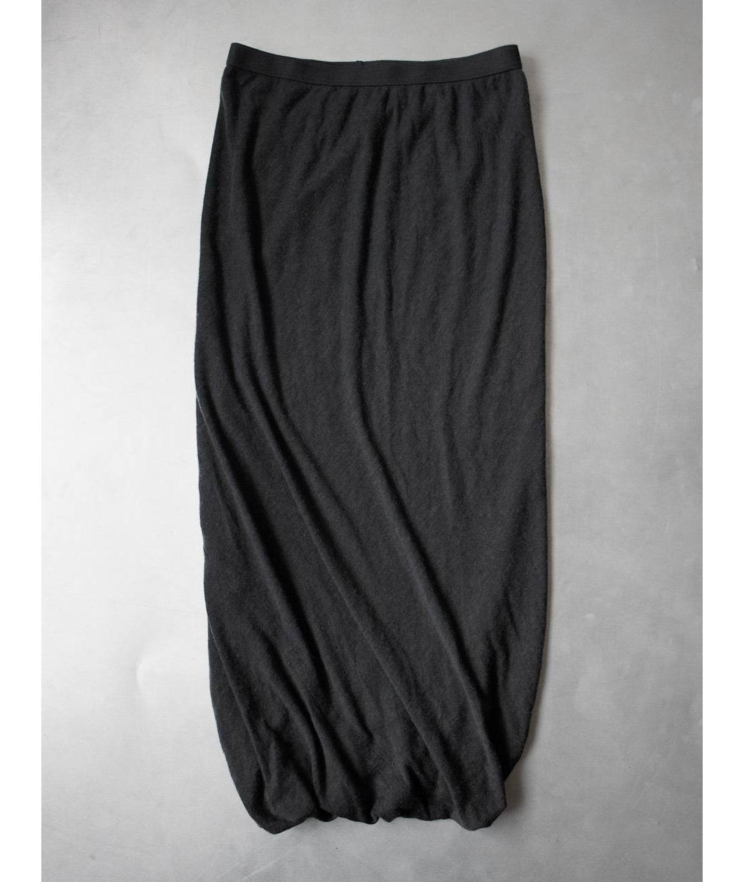 RICK OWENS Серая вискозная юбка миди, фото 5