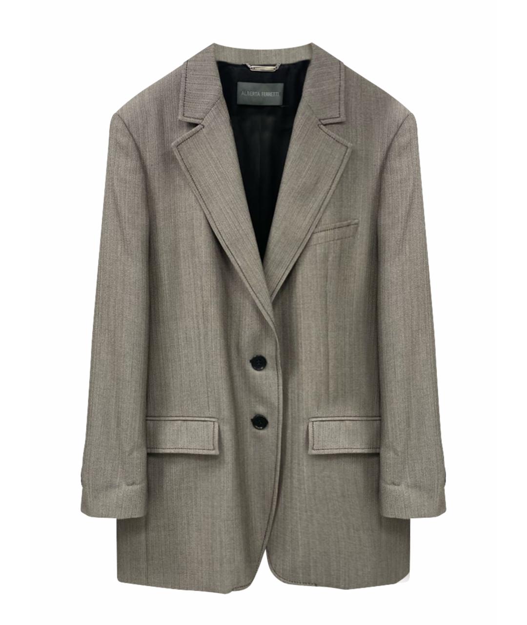 ALBERTA FERRETTI Бежевый шерстяной жакет/пиджак, фото 1