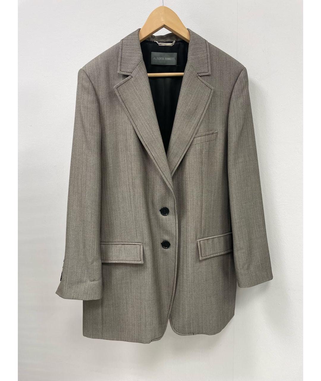 ALBERTA FERRETTI Бежевый шерстяной жакет/пиджак, фото 8