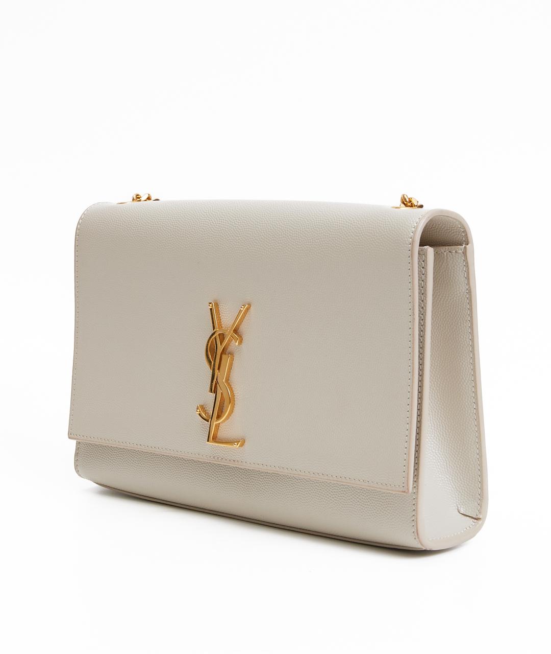 SAINT LAURENT Бежевая кожаная сумка через плечо, фото 2