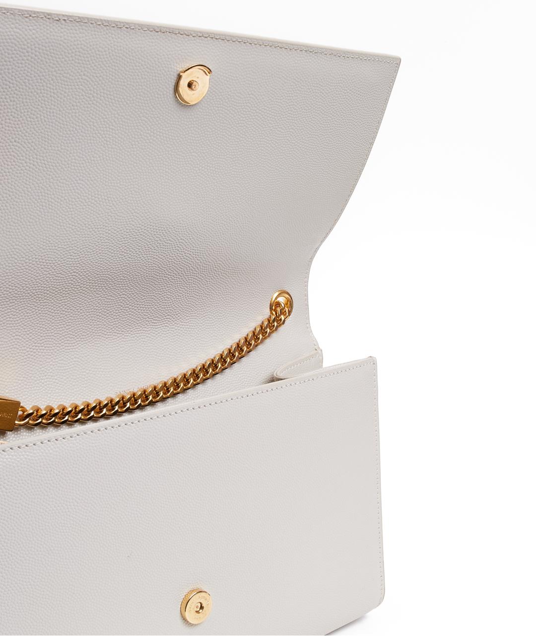 SAINT LAURENT Бежевая кожаная сумка через плечо, фото 4