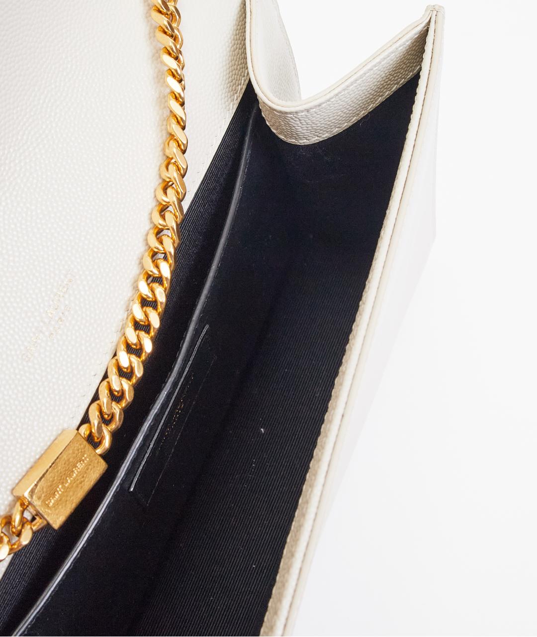 SAINT LAURENT Бежевая кожаная сумка через плечо, фото 5