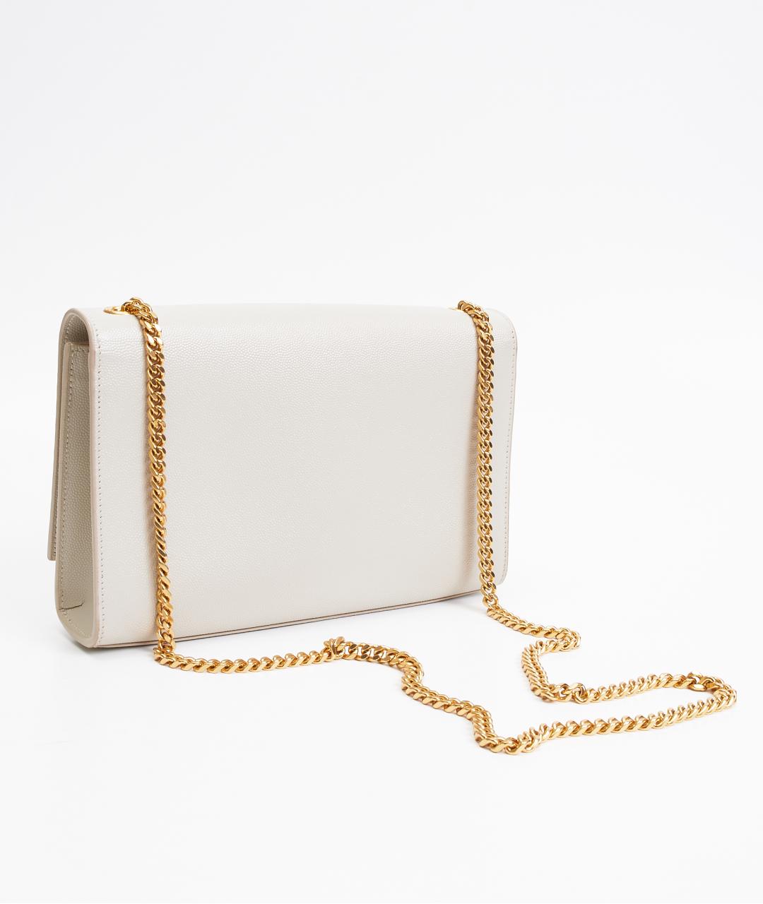 SAINT LAURENT Бежевая кожаная сумка через плечо, фото 3