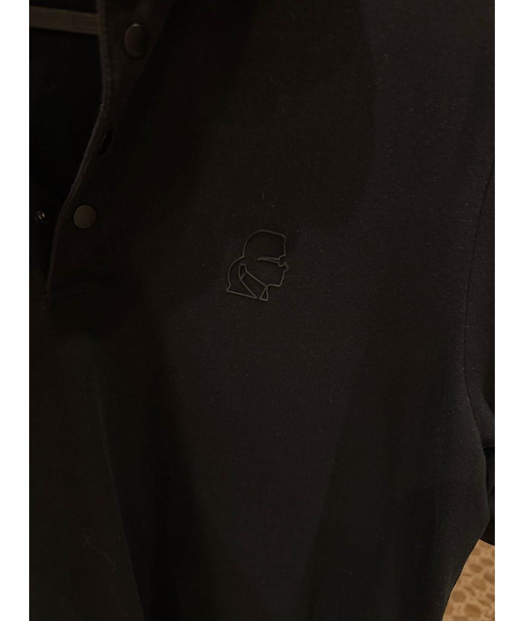 KARL LAGERFELD Черное хлопковое поло с коротким рукавом, фото 4