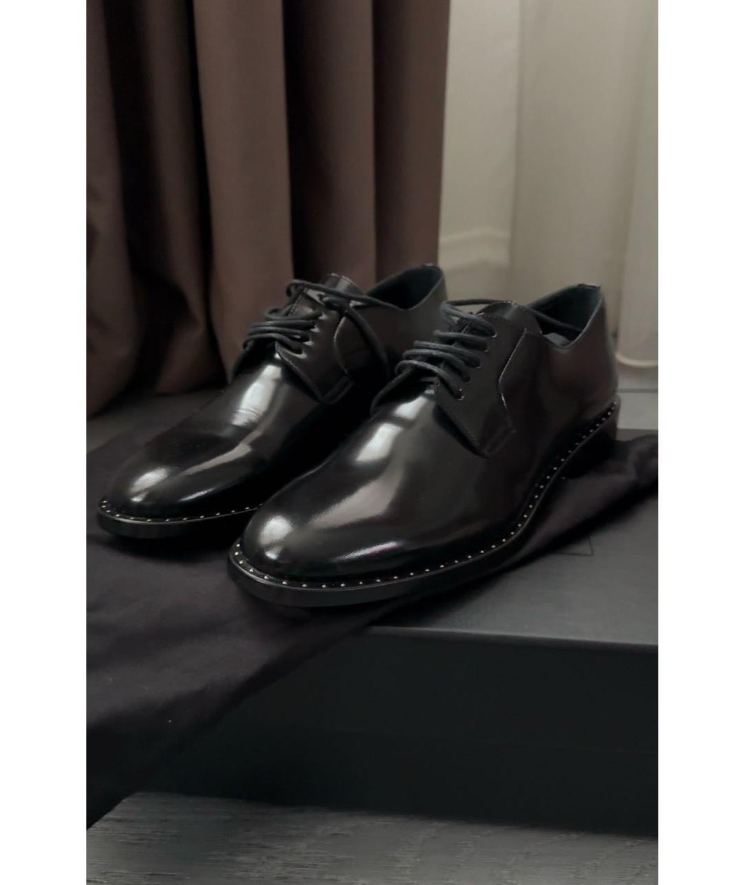 SAINT LAURENT Черные кожаные брогги и оксфорды, фото 4