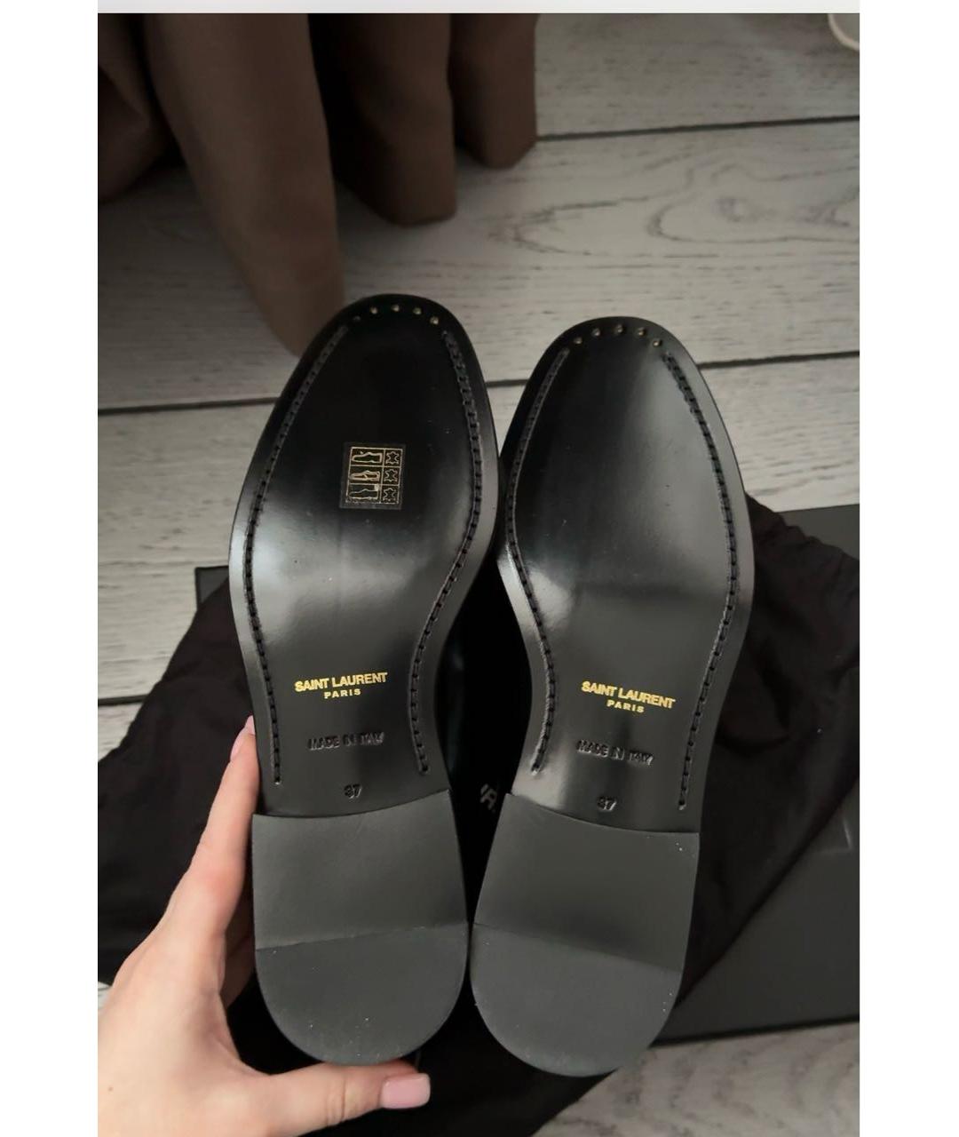 SAINT LAURENT Черные кожаные брогги и оксфорды, фото 3