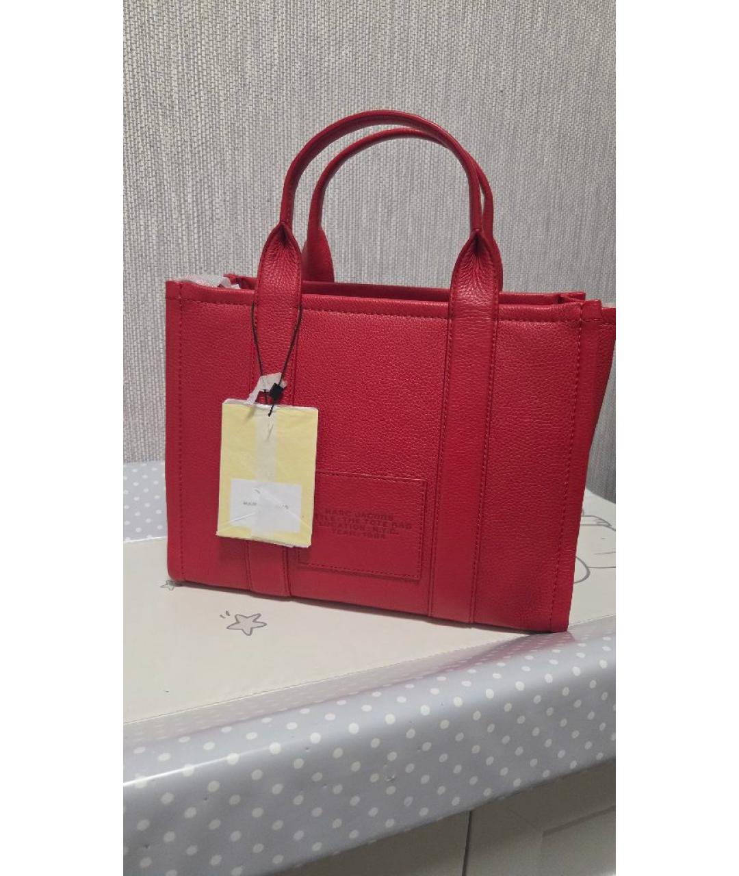 MARC JACOBS Красная кожаная сумка тоут, фото 4