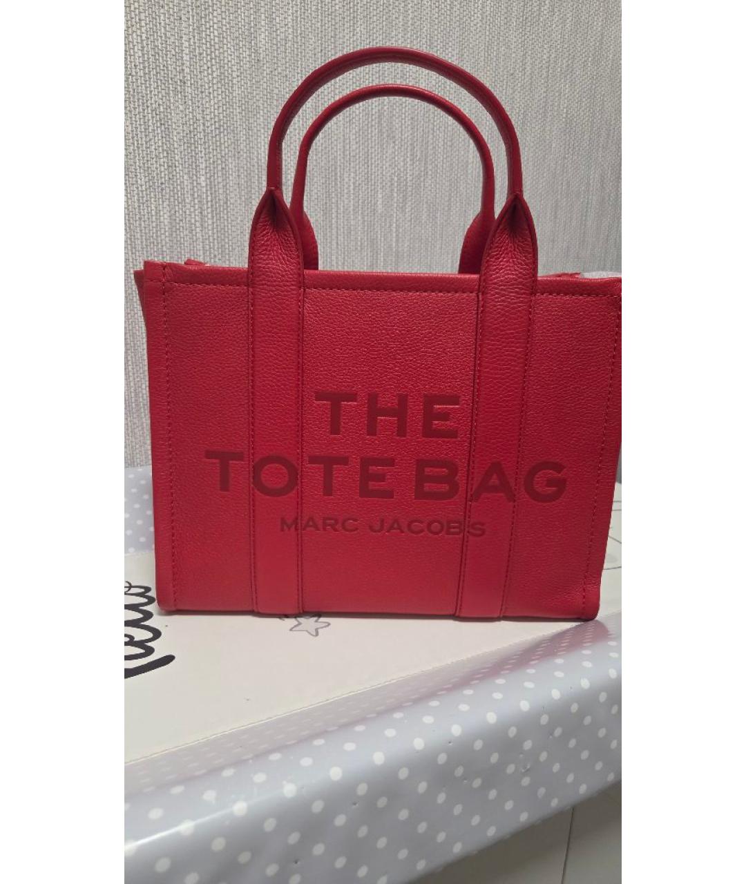 MARC JACOBS Красная кожаная сумка тоут, фото 2