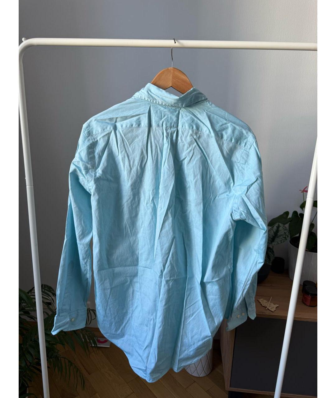 RALPH LAUREN Голубая хлопковая классическая рубашка, фото 2