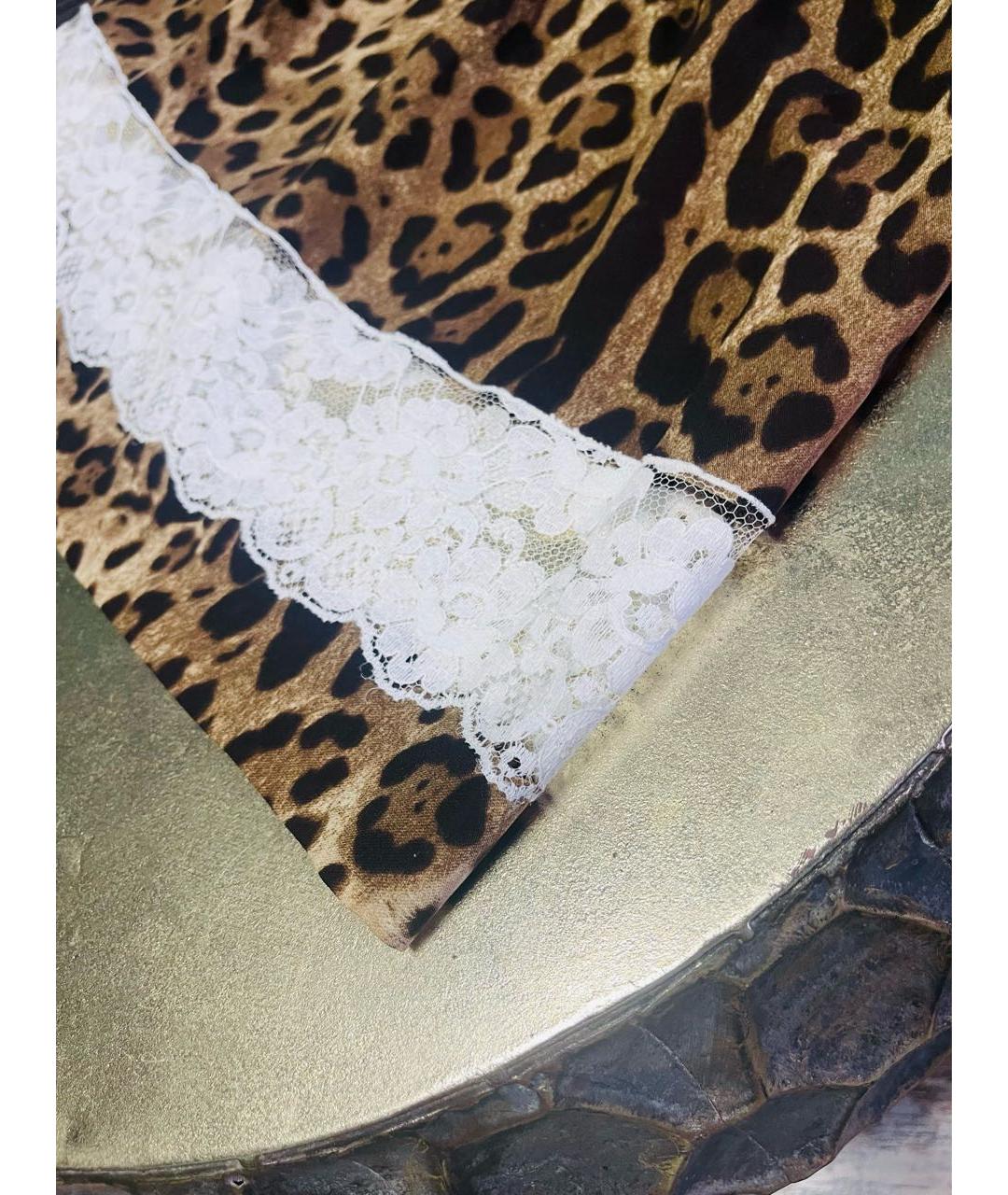 DOLCE&GABBANA Коричневая шелковая юбка мини, фото 7