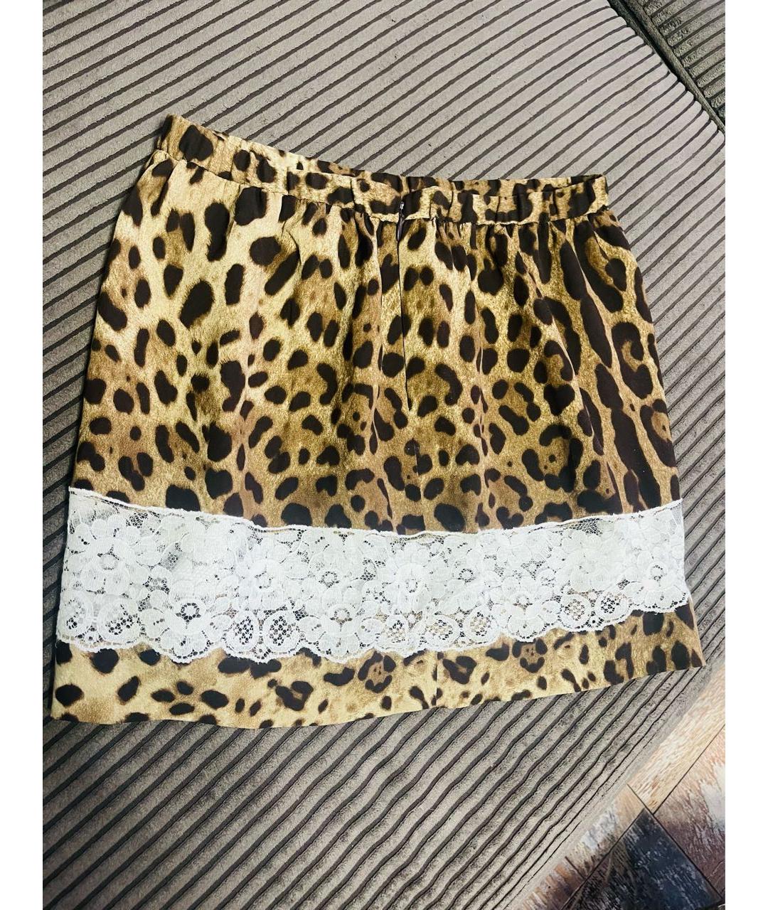 DOLCE&GABBANA Коричневая шелковая юбка мини, фото 8