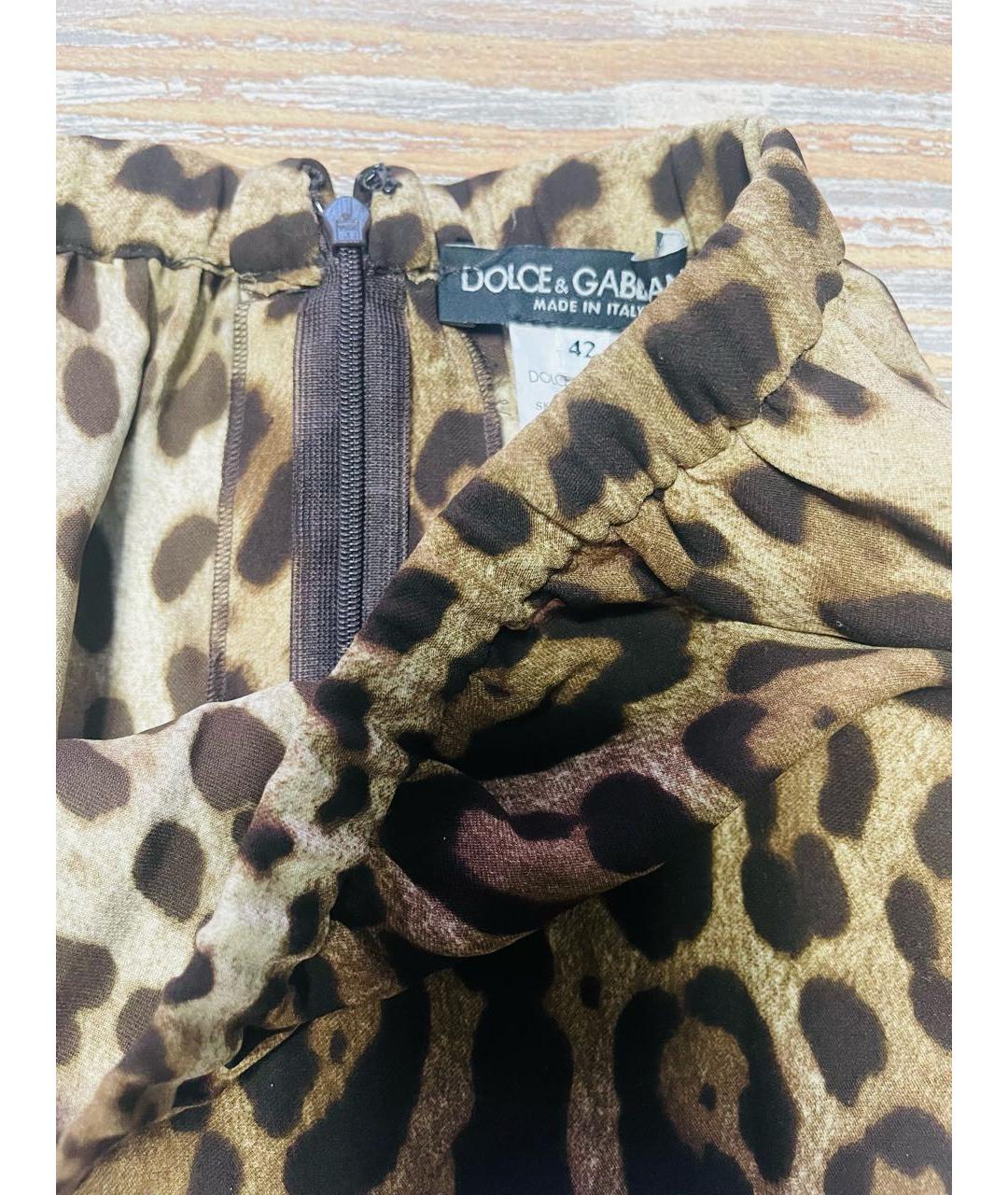 DOLCE&GABBANA Коричневая шелковая юбка мини, фото 6